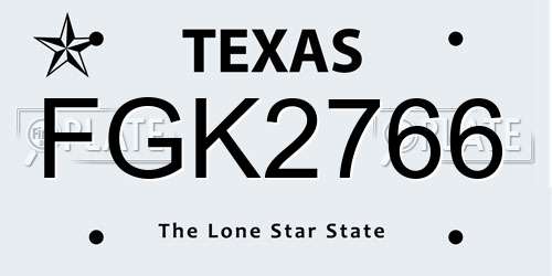 FGK2766 Texas License Plate