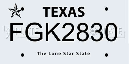 FGK2830 Texas License Plate