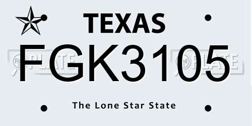 FGK3105 Texas License Plate