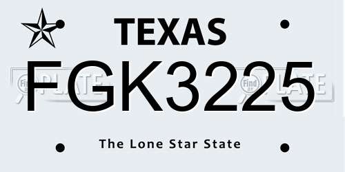FGK3225 Texas License Plate