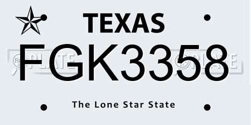 FGK3358 Texas License Plate