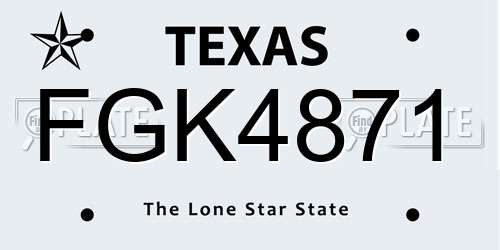 FGK4871 Texas License Plate
