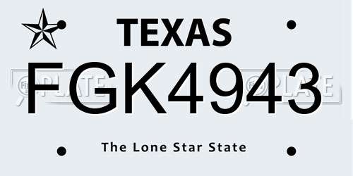 FGK4943 Texas License Plate