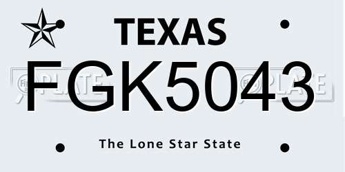 FGK5043 Texas License Plate