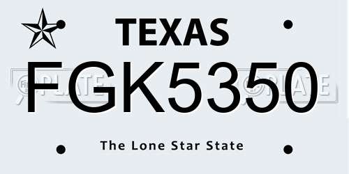 FGK5350 Texas License Plate