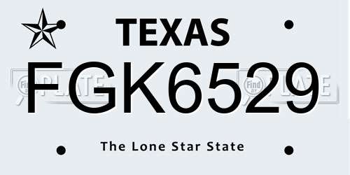 FGK6529 Texas License Plate