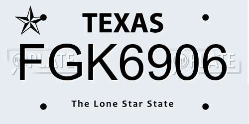 FGK6906 Texas License Plate