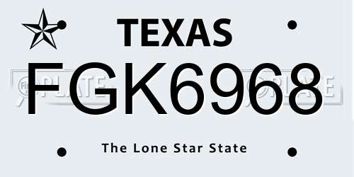 FGK6968 Texas License Plate