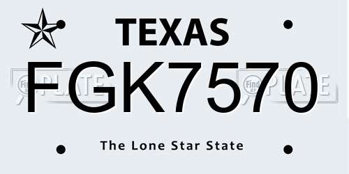 FGK7570 Texas License Plate