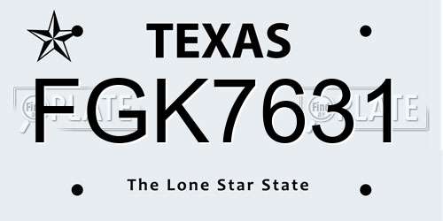 FGK7631 Texas License Plate