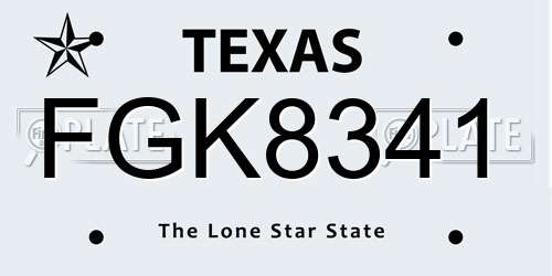 FGK8341 Texas License Plate