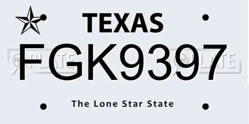 FGK9397 Texas License Plate