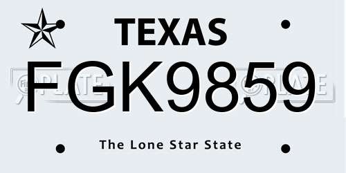 FGK9859 Texas License Plate