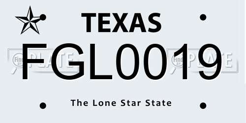 FGL0019 Texas License Plate