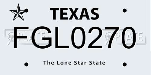 FGL0270 Texas License Plate