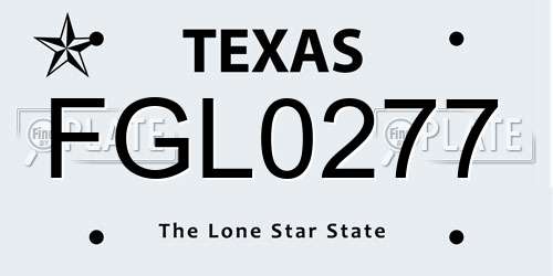 FGL0277 Texas License Plate