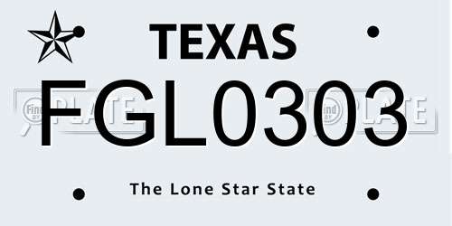 FGL0303 Texas License Plate
