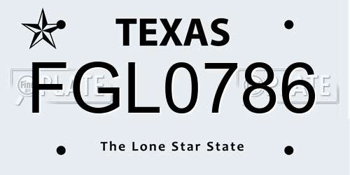 FGL0786 Texas License Plate