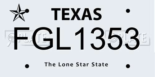 FGL1353 Texas License Plate