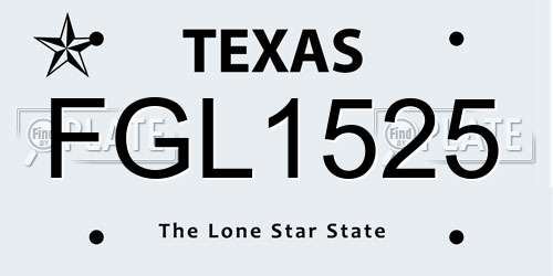 FGL1525 Texas License Plate