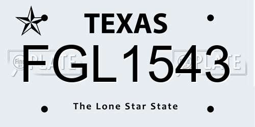 FGL1543 Texas License Plate