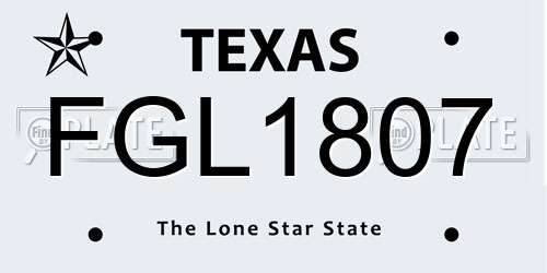 FGL1807 Texas License Plate