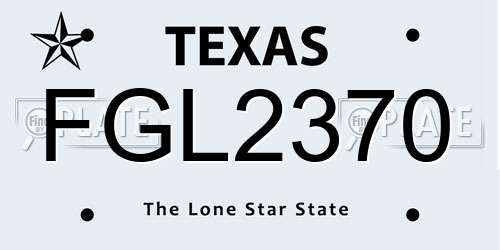 FGL2370 Texas License Plate