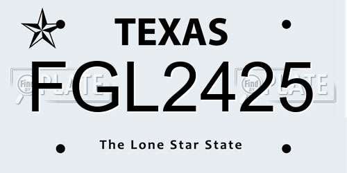 FGL2425 Texas License Plate