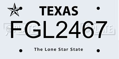 FGL2467 Texas License Plate
