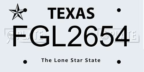 FGL2654 Texas License Plate