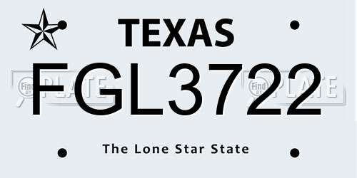 FGL3722 Texas License Plate