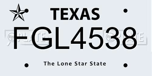FGL4538 Texas License Plate