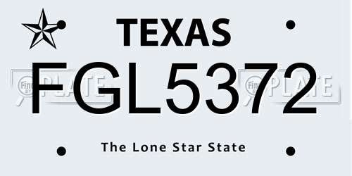FGL5372 Texas License Plate