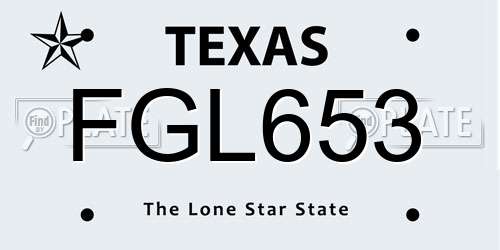 FGL653 Texas License Plate