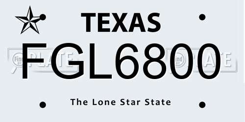 FGL6800 Texas License Plate