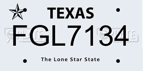 FGL7134 Texas License Plate