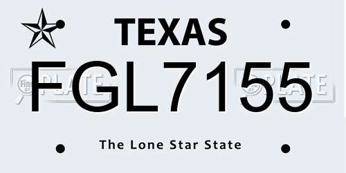 FGL7155 Texas License Plate