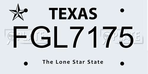FGL7175 Texas License Plate