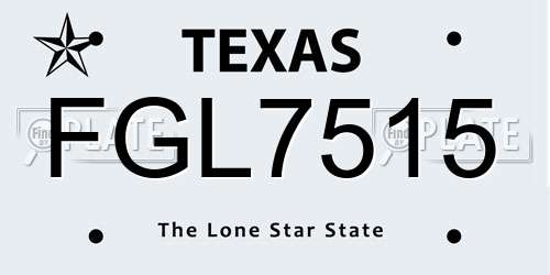 FGL7515 Texas License Plate
