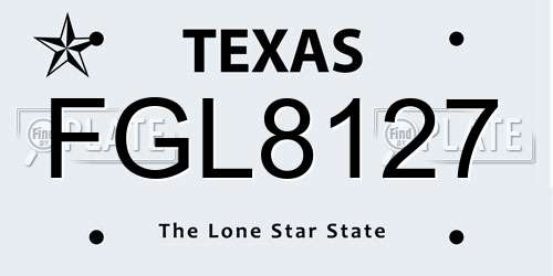 FGL8127 Texas License Plate