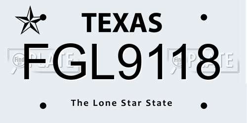 FGL9118 Texas License Plate