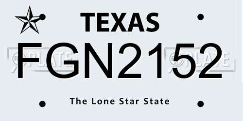 FGN2152 Texas License Plate
