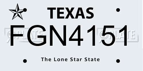 FGN4151 Texas License Plate
