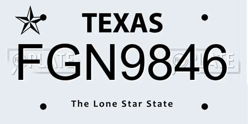 FGN9846 Texas License Plate