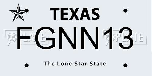 FGNN13 Texas License Plate