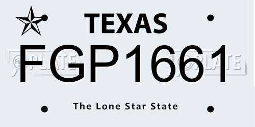 FGP1661 Texas License Plate