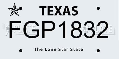 FGP1832 Texas License Plate