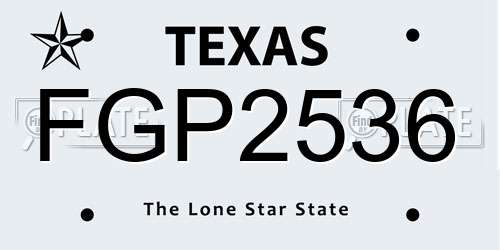 FGP2536 Texas License Plate