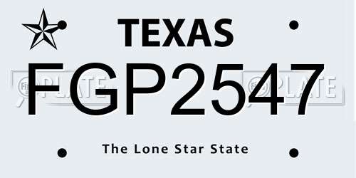 FGP2547 Texas License Plate