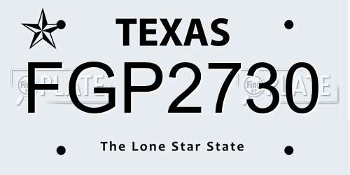 FGP2730 Texas License Plate